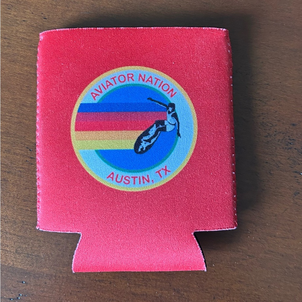 Aviator Nation Red Koozie with Multicolor Logo